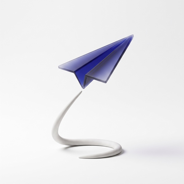 A glass paper plane ascending